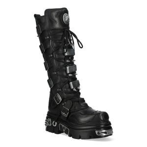 New Rock M-161-C10 kniehoge zwarte leren spikes gothic laarzen