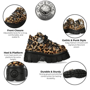 New Rock M-106-C192 Leopard Bruine Leren Gothic Enkellaarsjes