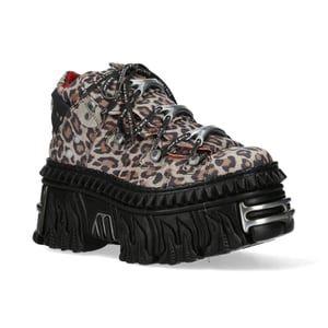 New Rock M-106WALL-C56 Leopard Print Leren Gothic Platform Enkellaarsjes