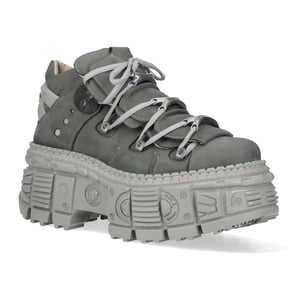 New Rock M-106WALL-C63 Grijze leren Urban Gothic enkellaarsjes