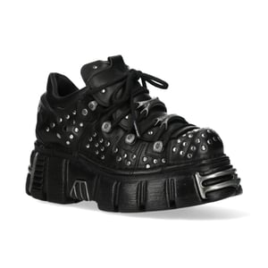 New Rock M-120NR-C1 Zwarte leren Gothic Platform enkellaarsjes