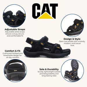 Caterpillar Heren Zwarte Leren Giles Trekking Sandalen