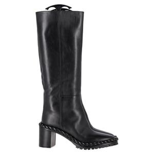 Valentino Garavani Touw Mid-Calf Blokhaklaarzen in Zwart Leer