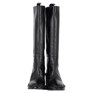 Valentino Garavani Touw Mid-Calf Blokhaklaarzen in Zwart Leer