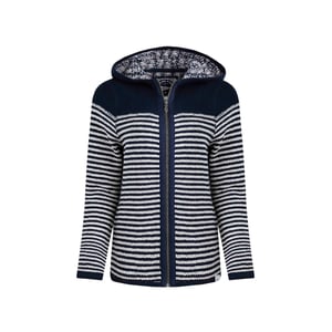 Weird Fish Dames Bianca Gestreepte Macaroni Eco Vriendelijke Volledige Ritssluiting Hoodie (Marineblauw)