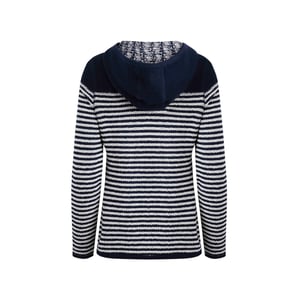 Weird Fish Dames Bianca Gestreepte Macaroni Eco Vriendelijke Volledige Ritssluiting Hoodie (Marineblauw)