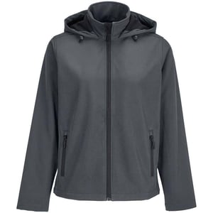 SOLS Dames Race Hooded Soft Shell Jacket (Charcoal)