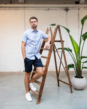 Cappuccino Italia Overhemden Korte Mouw Palermo Blauw