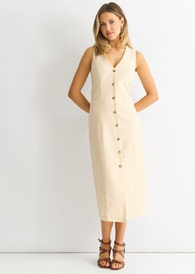 Stone knoop door taille jas midi jurk