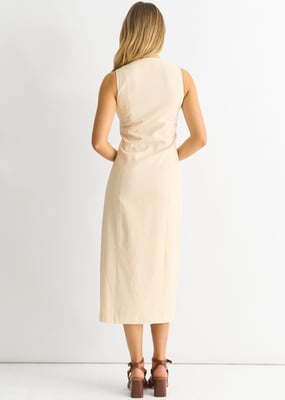 Stone knoop door taille jas midi jurk