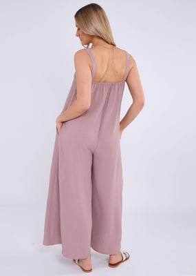 Mink Luchtstroom Jumpsuit met bandjes en wijde pijpen