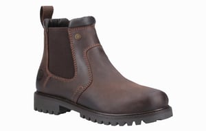 Cotswold Pamington Leren Damesschoenen Bruine Platte Chelsea Laarzen