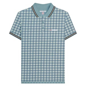 Lambretta Heren SS25 Geometrisch Big & Tall Polo Shirt (Rookblauw)