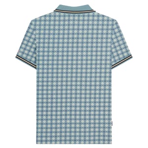 Lambretta Heren SS25 Geometrisch Big & Tall Polo Shirt (Rookblauw)