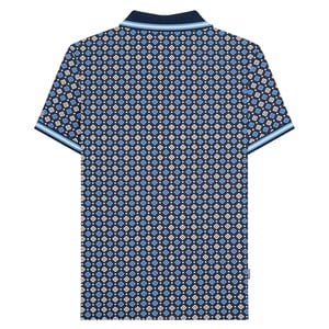Lambretta Heren SS25 Geometrisch Groot & Lang Poloshirt (Marineblauw/Azur blauw)