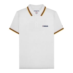 Lambretta Heren SS25 Triple Tipped Groot & Lang Poloshirt (Wit/Tabak/Navy/Goud)