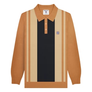 Lambretta Heren AW24 Vintage poloshirt met lange mouwen (Tabak)