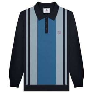 Lambretta Heren AW24 Vintage poloshirt met lange mouwen (Marine)