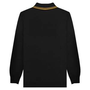 Lambretta Heren Gebreid poloshirt met lange mouwen (Zwart/Goud)