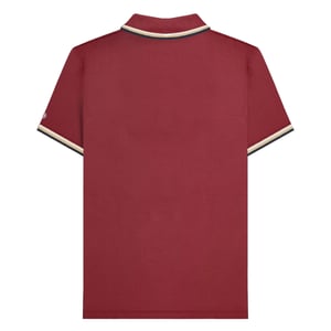 Lambretta Herenpoloshirt met drie punten (Bourgondië/Crème/Navy)