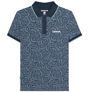 Lambretta Heren Paisley Tonaal Groot & Lang Poloshirt (Navy/Dusky blauw)