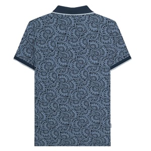 Lambretta Heren Paisley Tonaal Groot & Lang Poloshirt (Navy/Dusky blauw)