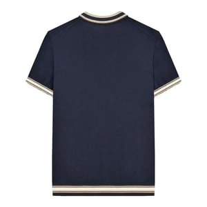 Lambretta Heren SS25 Gebreide Polo met Contrasterende Rand (Marineblauw)