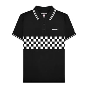 Lambretta Heren SS25 Tweekleurig Gestipt Groot & Lang Poloshirt (Zwart, Wit)