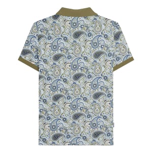 Lambretta Heren SS25 Paisley Gebrand Big & Tall Poloshirt (Kaki Groen/Navy)