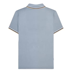 Lambretta Heren SS25 Triple Tipped Groot & Lang Poloshirt (Dusky blauw/wit/navy/crème)