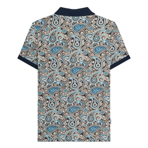 Lambretta Heren SS25 Paisley Gebrand Big & Tall Poloshirt (Marine/rookblauw)