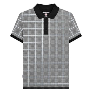 Lambretta Heren SS25 Prins van Wales geruit Big & Tall Poloshirt (Wit)
