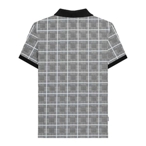 Lambretta Heren SS25 Prins van Wales geruit Big & Tall Poloshirt (Wit)