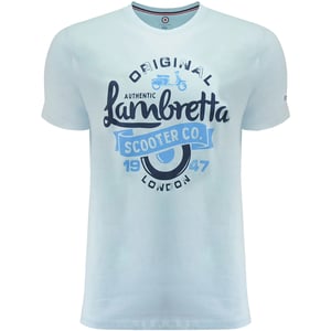 Lambretta Heren Scooter Groot & Lang T-Shirt (Koel Blauw)