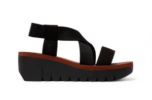 Fly London Dames YABI922FLY Zwarte Baksteen Cupido Leren Sandalen Espadrille Platform Wedges