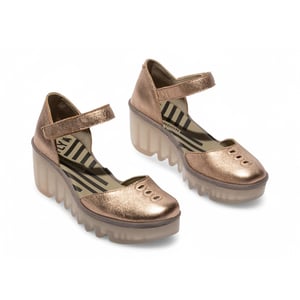 Fly London Dames Sahara Gold BISO305FLY Wedges Sandalen Espadrille Stap Hakken