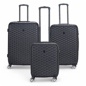 Uitbreidbare zwarte harde ABS-koffer met 8 wielen, reiskoffer, handbagage en vakantiekoffer