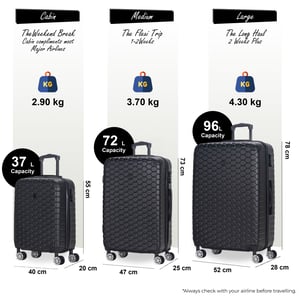 Uitbreidbare zwarte harde ABS-koffer met 8 wielen, reiskoffer, handbagage en vakantiekoffer