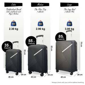 Robuuste harde zwarte koffer met 8 wielen voor op reis of op vakantie