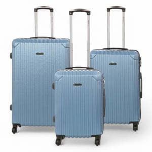 Harde koffer met 8 wielen, blauw ABS, reiskoffer