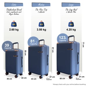 Uitbreidbare blauwe harde koffer met 8 wielen