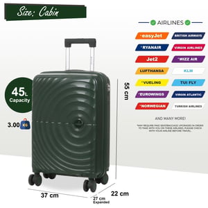 Harde koffer 55 x 37 x 22 cm PP koffer Bagage Geschikt voor Easyjet, Ryanair