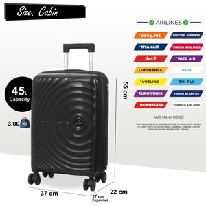 Harde koffer 55 x 37 x 22 cm PP koffer Bagage Geschikt voor Easyjet, Ryanair