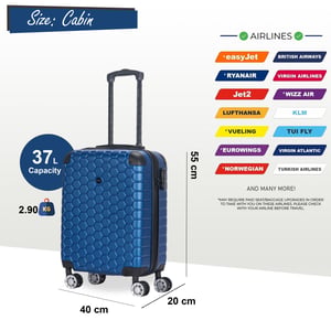 Sterke ABS hardshell handbagagekoffer 55 x 40 x 20 cm Bagage geschikt voor Easyjet, Ryanair