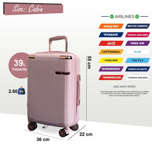 Harde koffer 55 x 36 x 22 cm PC koffer Bagage geschikt voor Easyjet, Ryanair