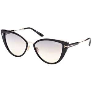 Tom Ford Anjelica-02 Smoke Mirror Lens Glanzend zwarte zonnebril