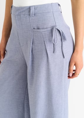 Linnenlook broek met hoge taille en wijde pijpen