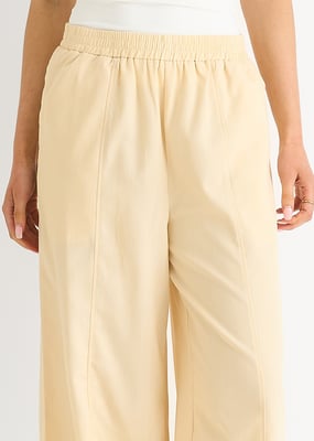 Crème broek met elastische taille
