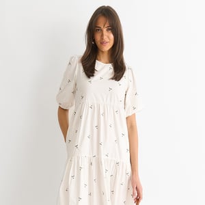 Broderie Katoenen Smock Midi Jurk