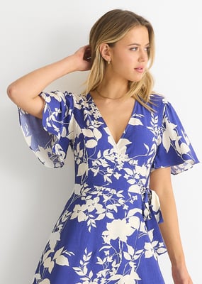 Viscose Bloemen Wikkel Midi Dress